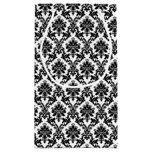 ヴィンテージレッド、ブラック&ホワイトのダマスクの結婚式の好意 スモールペーパーバッグ (裏面)