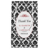 ヴィンテージレッド、ブラック&ホワイトのダマスクの結婚式の好意 スモールペーパーバッグ (正面)