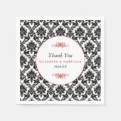 ヴィンテージレッド、ブラック&ホワイトのダマスクの結婚式 スタンダードカクテルナプキン (正面)