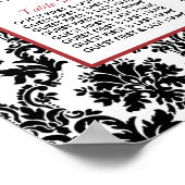 ヴィンテージレッド、ブラック&ホワイトのダマスコウェディングシート ポスター (角)