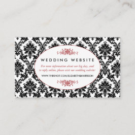 ヴィンテージレッド、ブラック&ホワイトDamaskウェディングサイト エンクロージャーカード