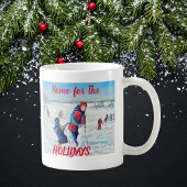 ヴィンテージレッド&ブルーホームfor the HOLIDAYS コーヒーマグカップ