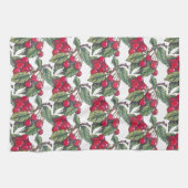 ヴィンテージレッド&ホワイトさくらんぼフルーツ柄かわいい キッチンタオル (横)