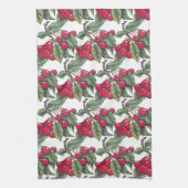 ヴィンテージレッド&ホワイトさくらんぼフルーツ柄かわいい キッチンタオル (縦)