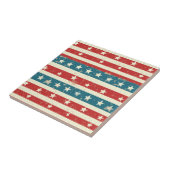 ヴィンテージレッド、ホワイト、ブルーストライプの星 タイル (側面)