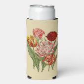 ヴィンテージレッド&金ゴールドチューリップオンクリーム スリム缶クーラー (Seltzer正面)