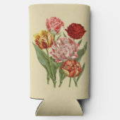 ヴィンテージレッド&金ゴールドチューリップオンクリーム スリム缶クーラー (裏面)