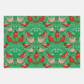 ヴィンテージレッド(鳥)ショウジョウコウカンチョウバードシームレスクリスマスプレゼント ラッピングペーパーシート (正面3)