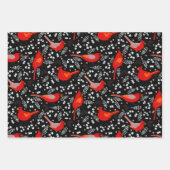 ヴィンテージレッド(鳥)ショウジョウコウカンチョウバードシームレスクリスマスプレゼント ラッピングペーパーシート (正面2)