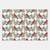 ヴィンテージレッド(鳥)ショウジョウコウカンチョウバードシームレスクリスマスプレゼント ラッピングペーパーシート (正面)