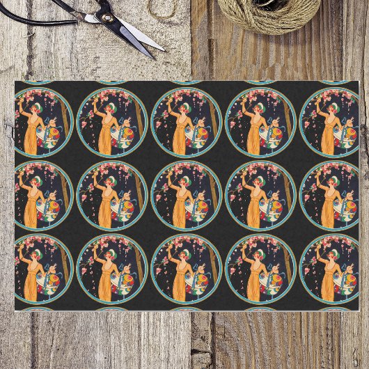 ヴィンテージレディさくらんぼブロッサムツリーハットボックス 薄葉紙