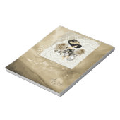 ヴィンテージレディアイボリーレースバラ&ラインストーンメモ帳 ノートパッド (回転)