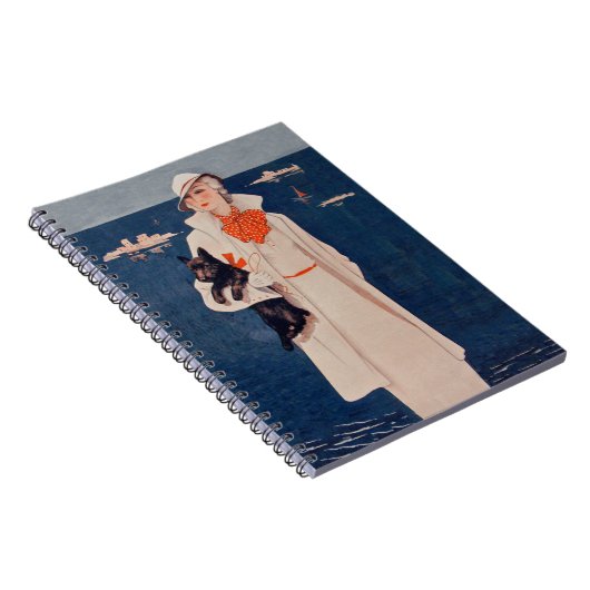 ヴィンテージレディインホワイトスコティテリアドッグ海 ノートブック (右側)