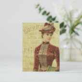 ヴィンテージレディエレガントエンペーパーフランスのタイポグラフィ ポストカード (スタンド正面)