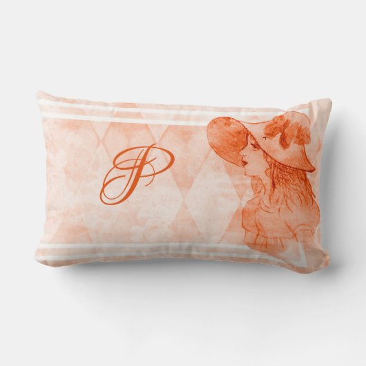 ヴィンテージレディエレガントビクトリアンモノグラム ランバークッション (裏面)