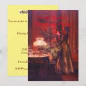 ヴィンテージレディクリスマスツリー招待状 招待状 (正面/裏面)