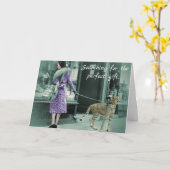 ヴィンテージレディショッピング歩くアチーテユニーク カード (黄色い花)