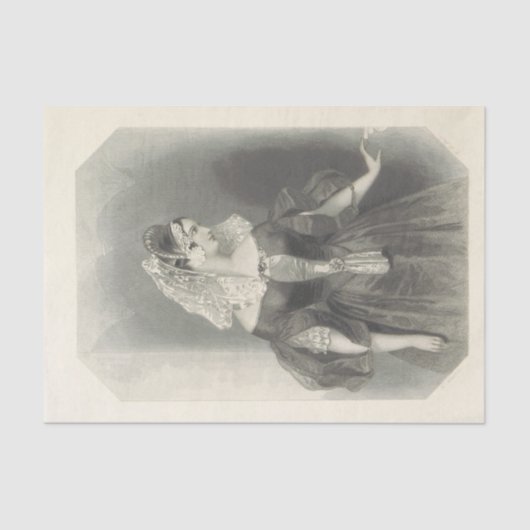 ヴィンテージレディシルヴィアブラックアンドホワイトティッシュペーパー 薄葉紙 (正面)