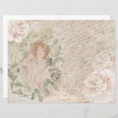 ヴィンテージレディバラスクリプトマップスクラップブック紙 (正面/裏面)