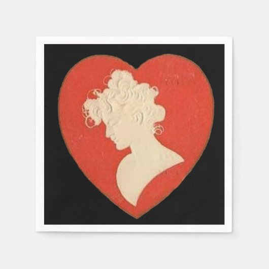 ヴィンテージレディバレンタイン紙ナプキン スタンダードカクテルナプキン (正面)
