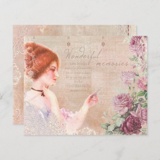 ヴィンテージレディビクトリアンデカップスクラップブック紙 (正面/裏面)