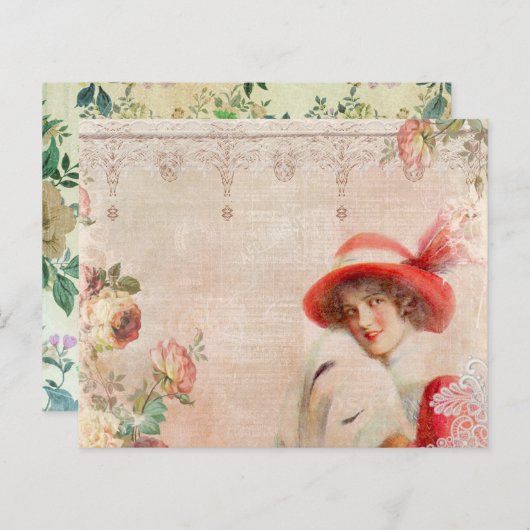 ヴィンテージレディビクトリアンデカップスクラップブック紙 (正面/裏面)