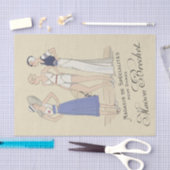 ヴィンテージレディフランスのオンビーチデコページタイポグラフィ 薄葉紙 (クラフト)