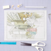 ヴィンテージレディフランスのデコページ通りベーカリー組織 薄葉紙 (クラフト)