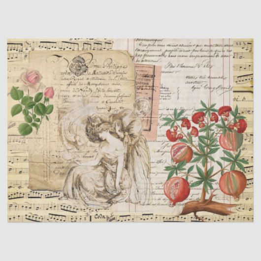 ヴィンテージレディフランスのーの手書き入力（楽譜付き） 薄葉紙 (正面)