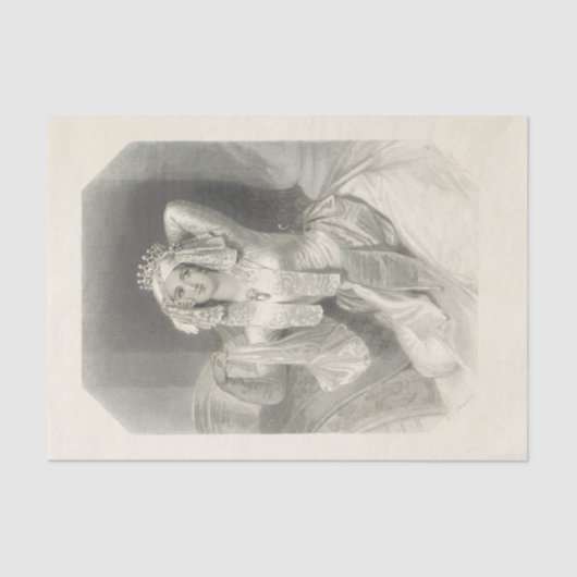 ヴィンテージレディブラックアンドホワイトティッシュペーパー 薄葉紙 (正面)