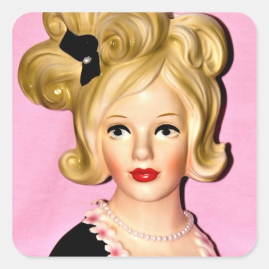 ヴィンテージレディヘッド花瓶の大きなワイルドヘア スクエアシール (正面)