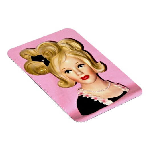 ヴィンテージレディヘッド花瓶の大きなワイルドヘア マグネット (右側)