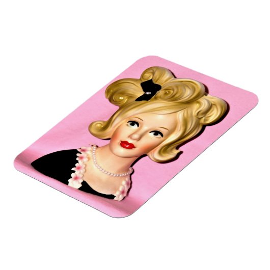 ヴィンテージレディヘッド花瓶の大きなワイルドヘア マグネット (左側)