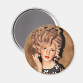 ヴィンテージレディヘッド花瓶ビッグコルクねじ髪1960s マグネット (正面/裏面)