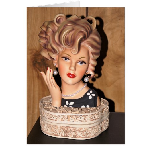 ヴィンテージレディヘッド花瓶ビッグコルクねじ髪60sカード (正面)