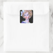 ヴィンテージレディヘッド花瓶ピンクのラッフルボンネット スクエアシール (バッグ)