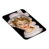 ヴィンテージレディヘッド花瓶ピンクのラッフルボンネット マグネット (右側)