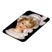 ヴィンテージレディヘッド花瓶ピンクのラッフルボンネット マグネット (左側)