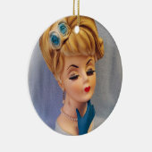 ヴィンテージレディヘッド花瓶ブルーバラと手袋を持った手 セラミックオーナメント (右)