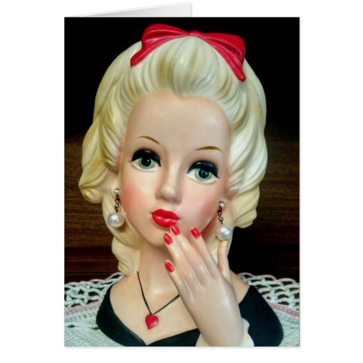 ヴィンテージレディヘッド花瓶10代のハートネックレスカード (正面)