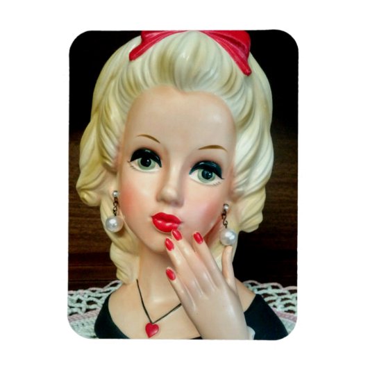 ヴィンテージレディヘッド花瓶10代のハートネックレス マグネット (縦)