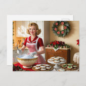ヴィンテージレディベーキングクリスマスCookie シーズンポストカード (正面/裏面)