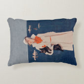 ヴィンテージレディホワイトスーツスコティテリアドッグ海 アクセントクッション (正面)