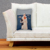 ヴィンテージレディホワイトスーツスコティテリアドッグ海 アクセントクッション