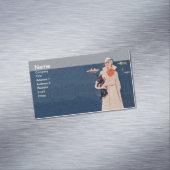 ヴィンテージレディホワイトスーツスコティテリアドッグ海 マグネット名刺 (インサイチュ)