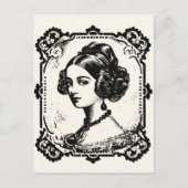 ヴィンテージレディポートレートスタンプ1 ポストカード (正面)
