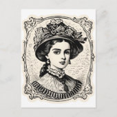 ヴィンテージレディポートレートスタンプ2 ポストカード (正面)