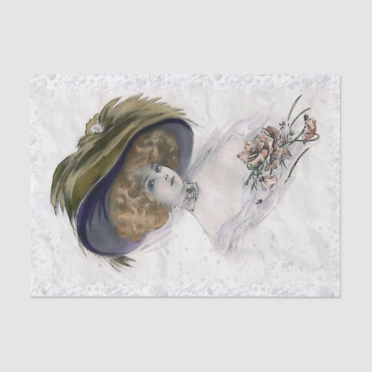 ヴィンテージレディポートレートデコページ 薄葉紙 (正面)