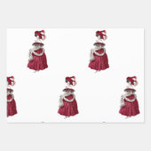 ヴィンテージレディレッドドレエレガントス ラッピングペーパーシート (正面)