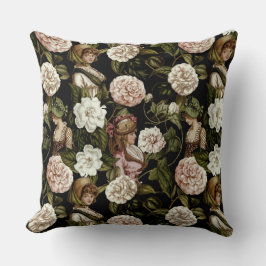 ヴィンテージレディレトロ植物花花柄 クッション